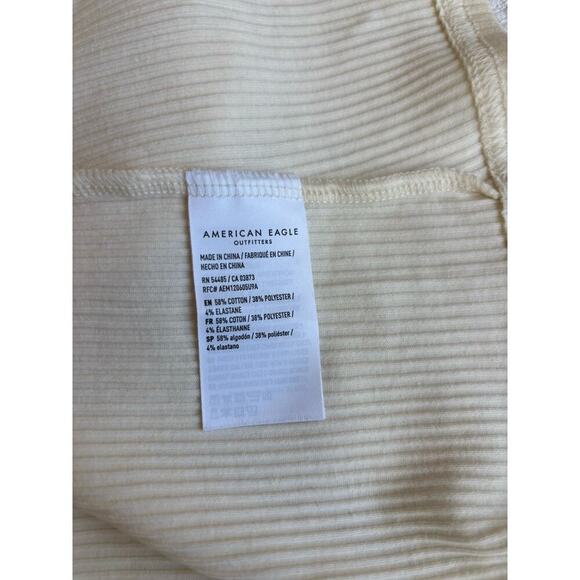 American Eagle Dress Women L Cream Preppy Collared Academia Christmas Minimal - Picture 12 of 12